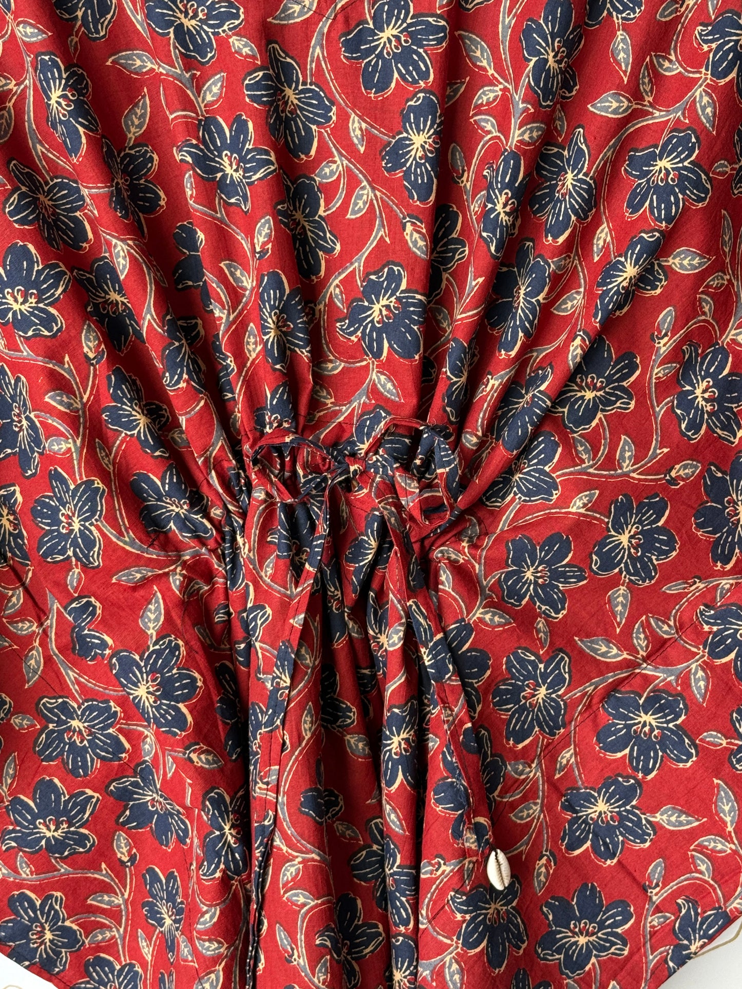 Rust Vine-Floral Maxi Kaftan