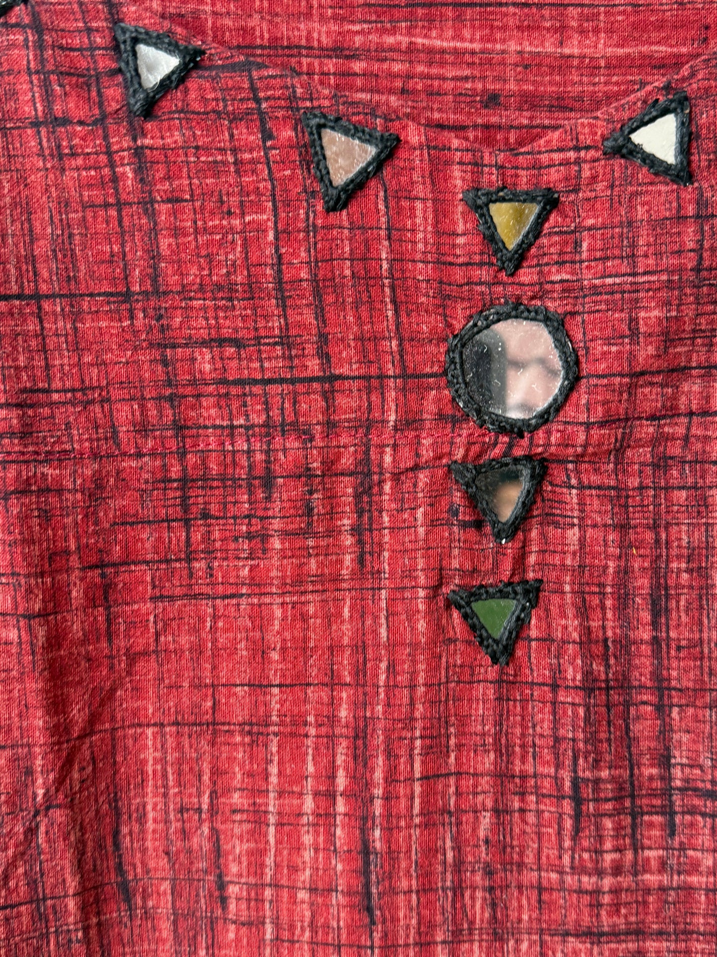 Ajrakh-Border Red Strappy Kurti