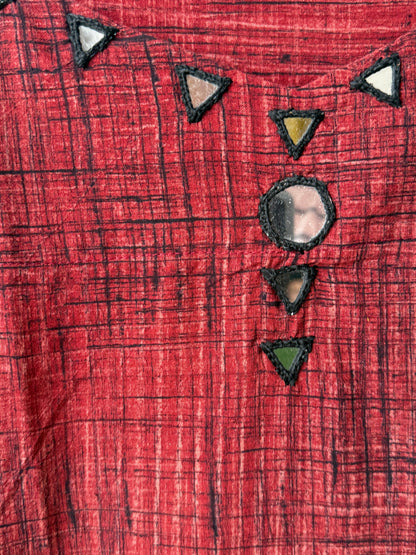 Ajrakh-Border Red Strappy Kurti