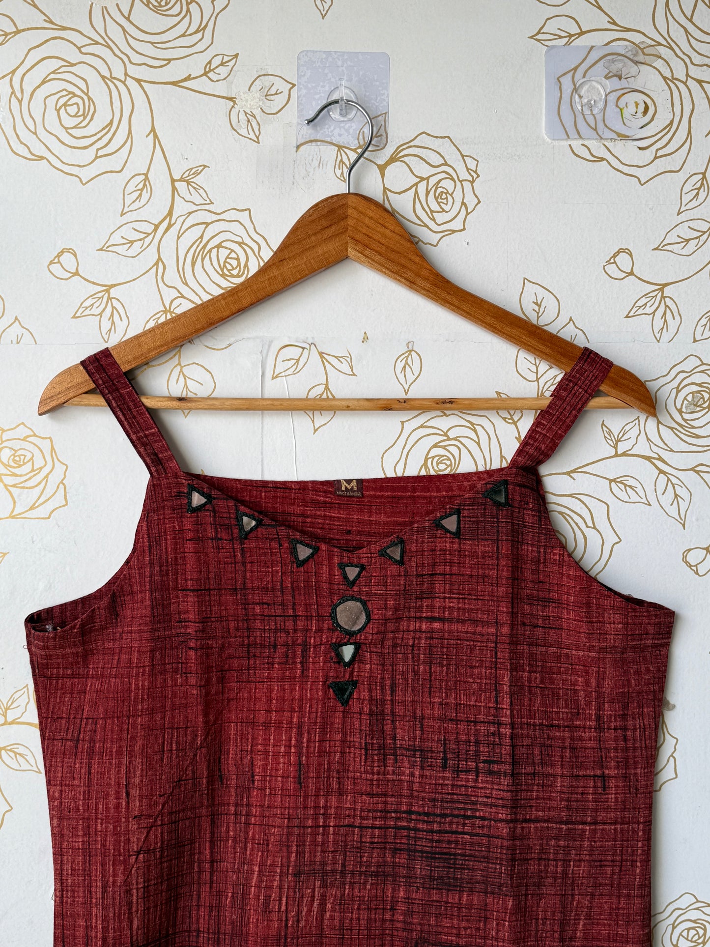 Ajrakh-Border Red Strappy Kurti