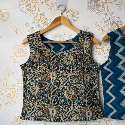 Reversible Indigo Paisley Top