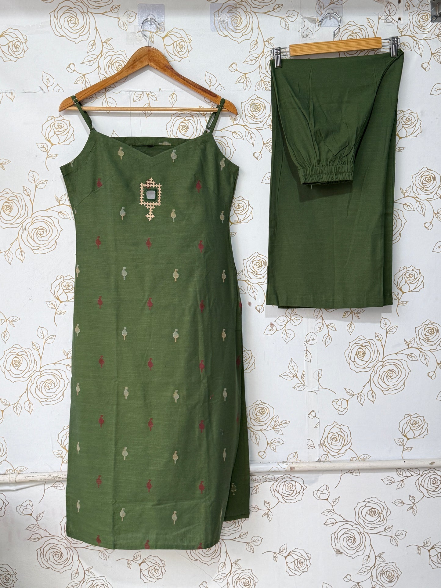 Olive Handloom Silk Co-ord Set