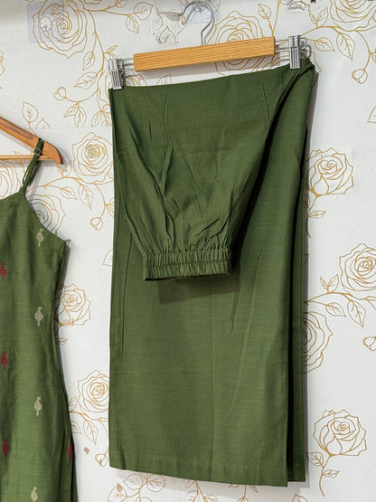 Olive Handloom Silk Co-ord Set