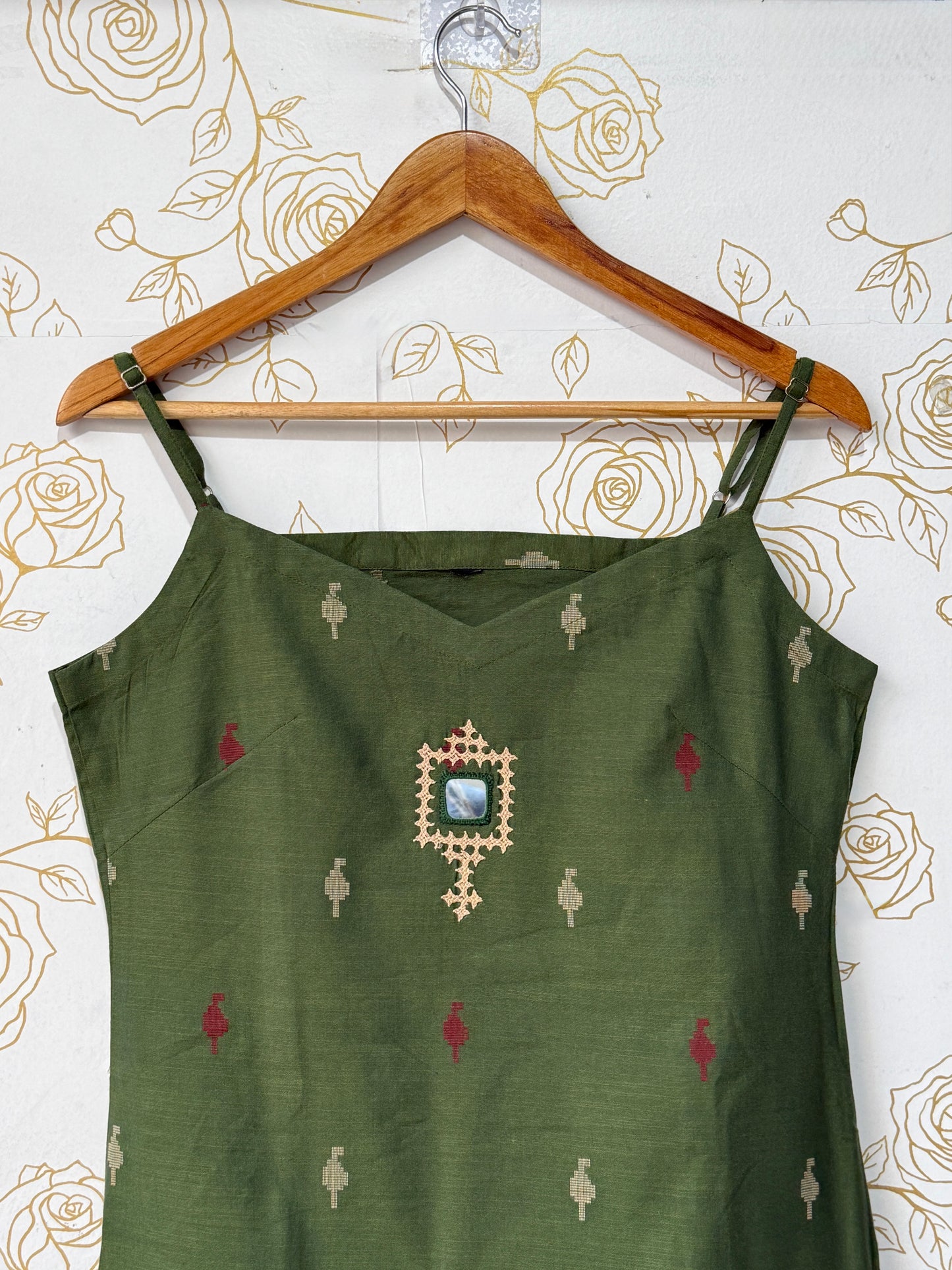 Olive Handloom Silk Co-ord Set