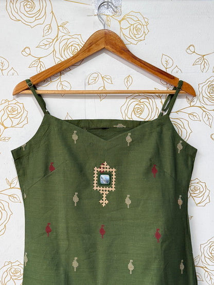 Olive Handloom Silk Co-ord Set