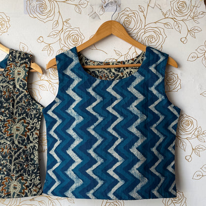 Reversible Indigo Paisley Top