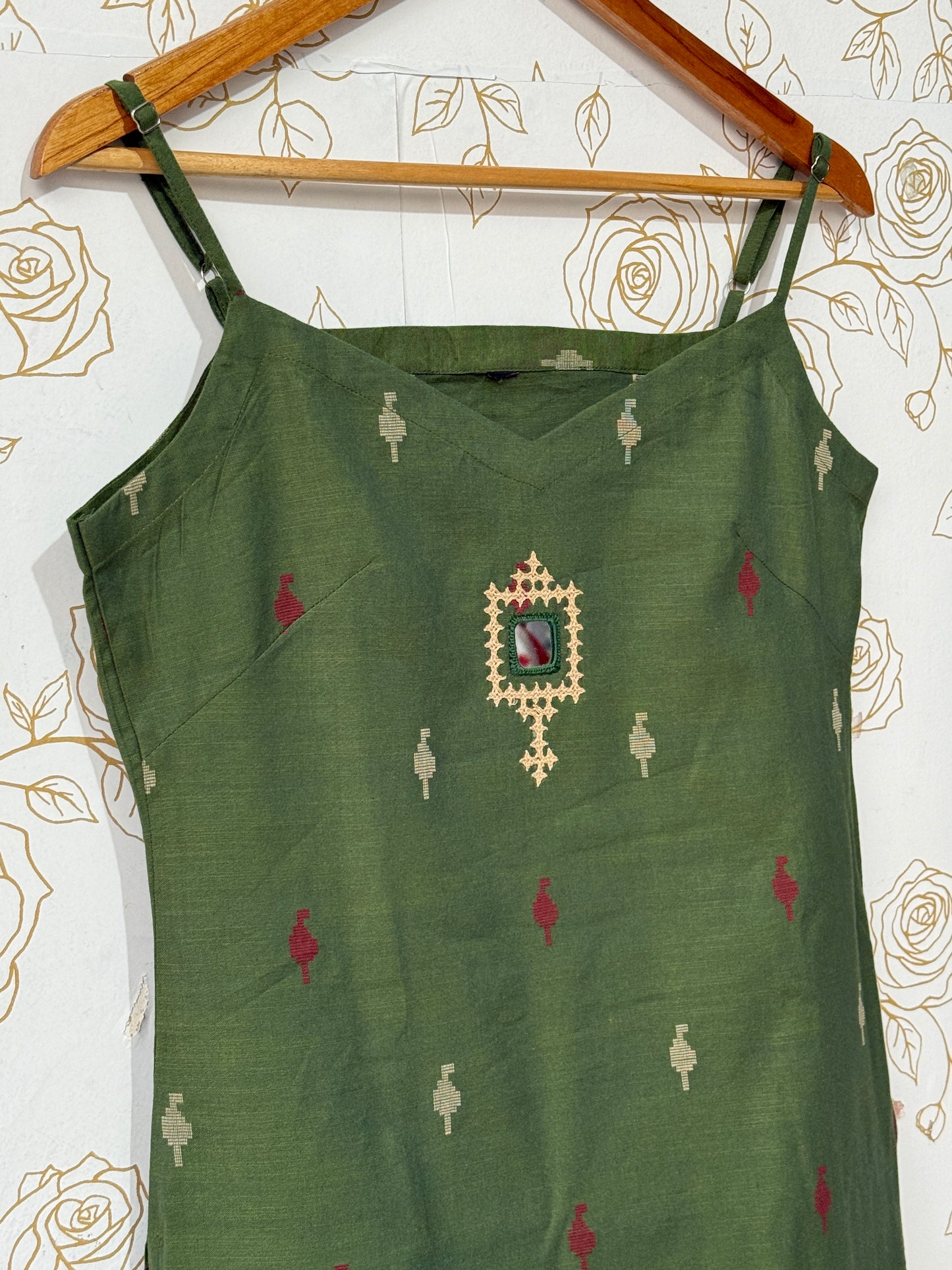 Olive Handloom Silk Co-ord Set