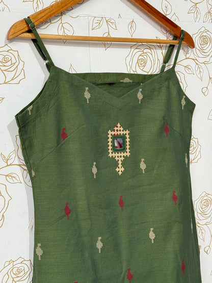 Olive Handloom Silk Co-ord Set