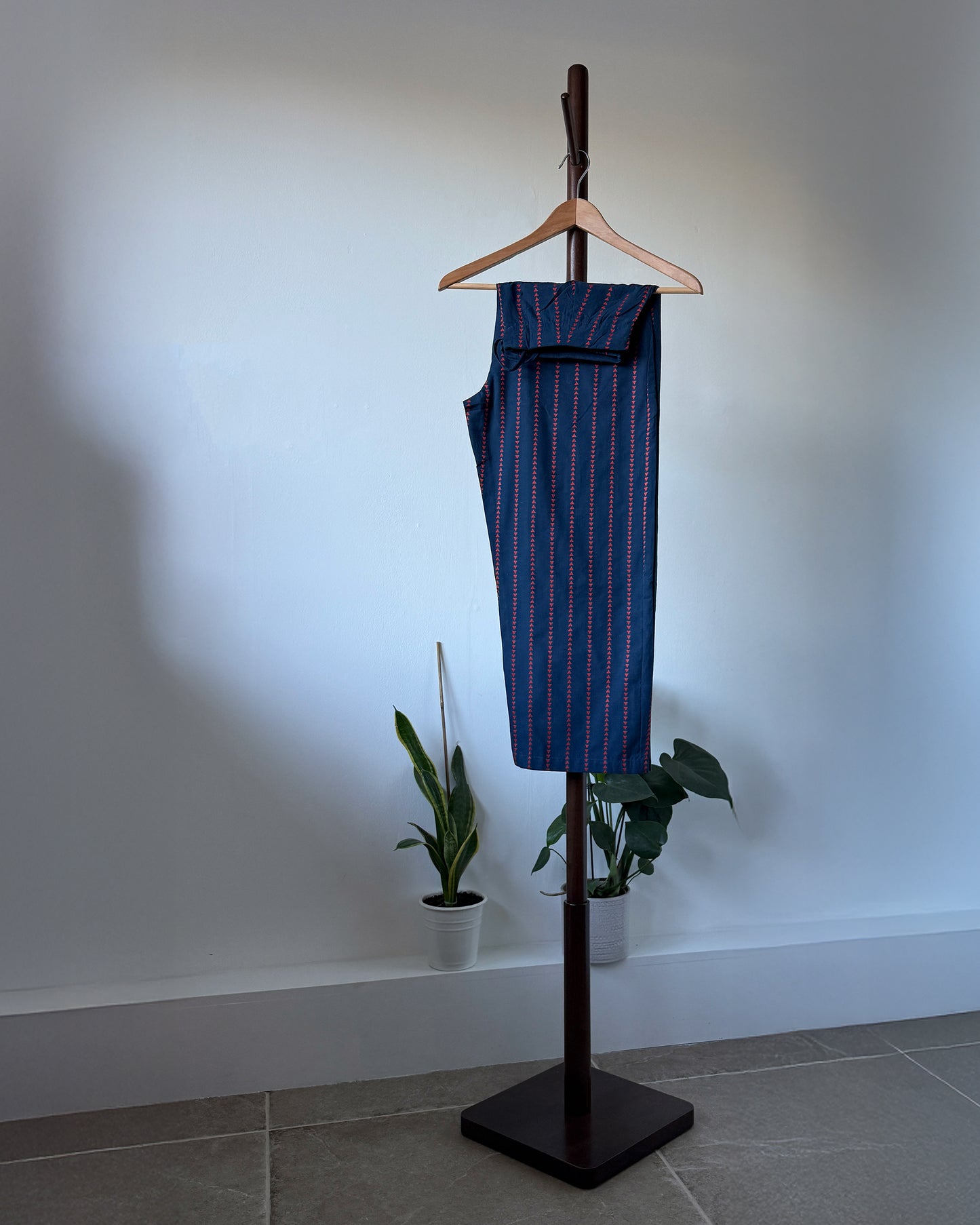 Embroidered Cotton Kurta Set - Navy Blue with Mirror work