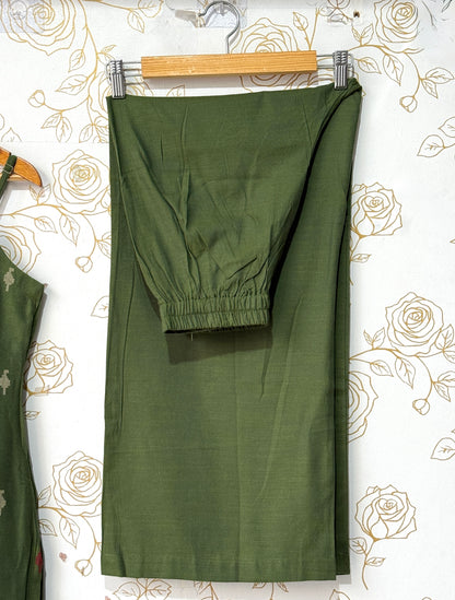 Olive Handloom Silk Co-ord Set