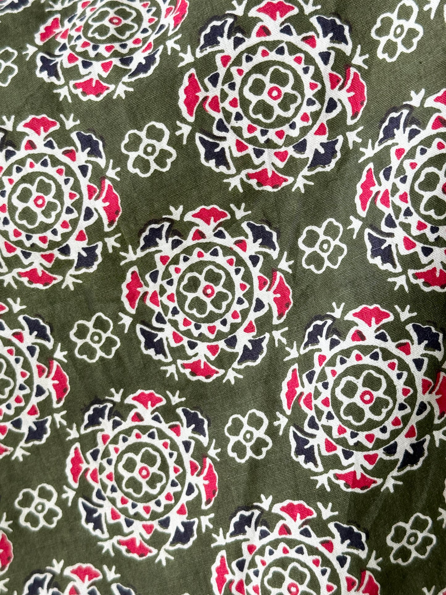 Olive Block-Print Tunic Kaftan