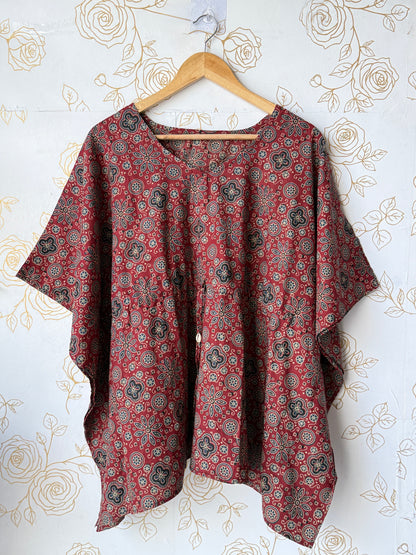 Maroon Block-Print Tunic Kaftan