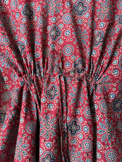 Maroon Block-Print Tunic Kaftan