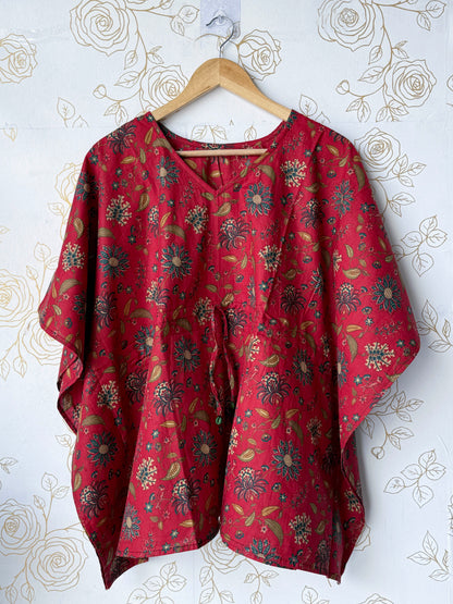 Rust Vine-Floral Tunic Kaftan