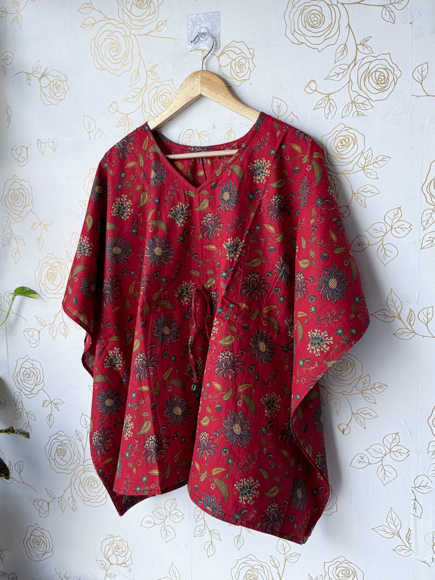 Rust Vine-Floral Tunic Kaftan