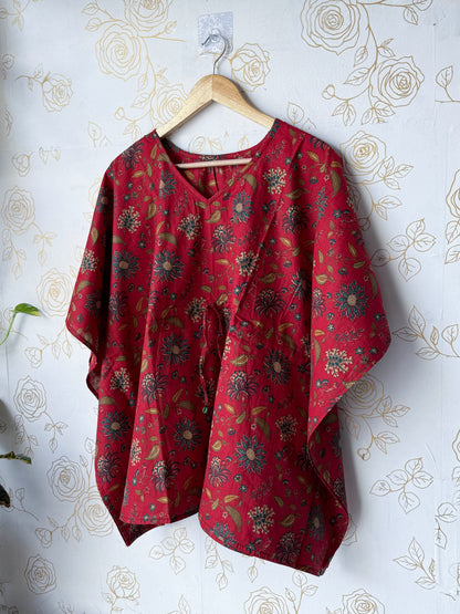 Rust Vine-Floral Tunic Kaftan