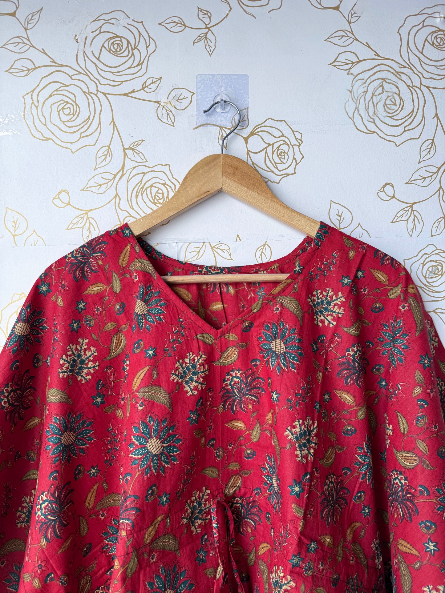 Rust Vine-Floral Tunic Kaftan