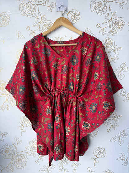 Rust Vine-Floral Tunic Kaftan
