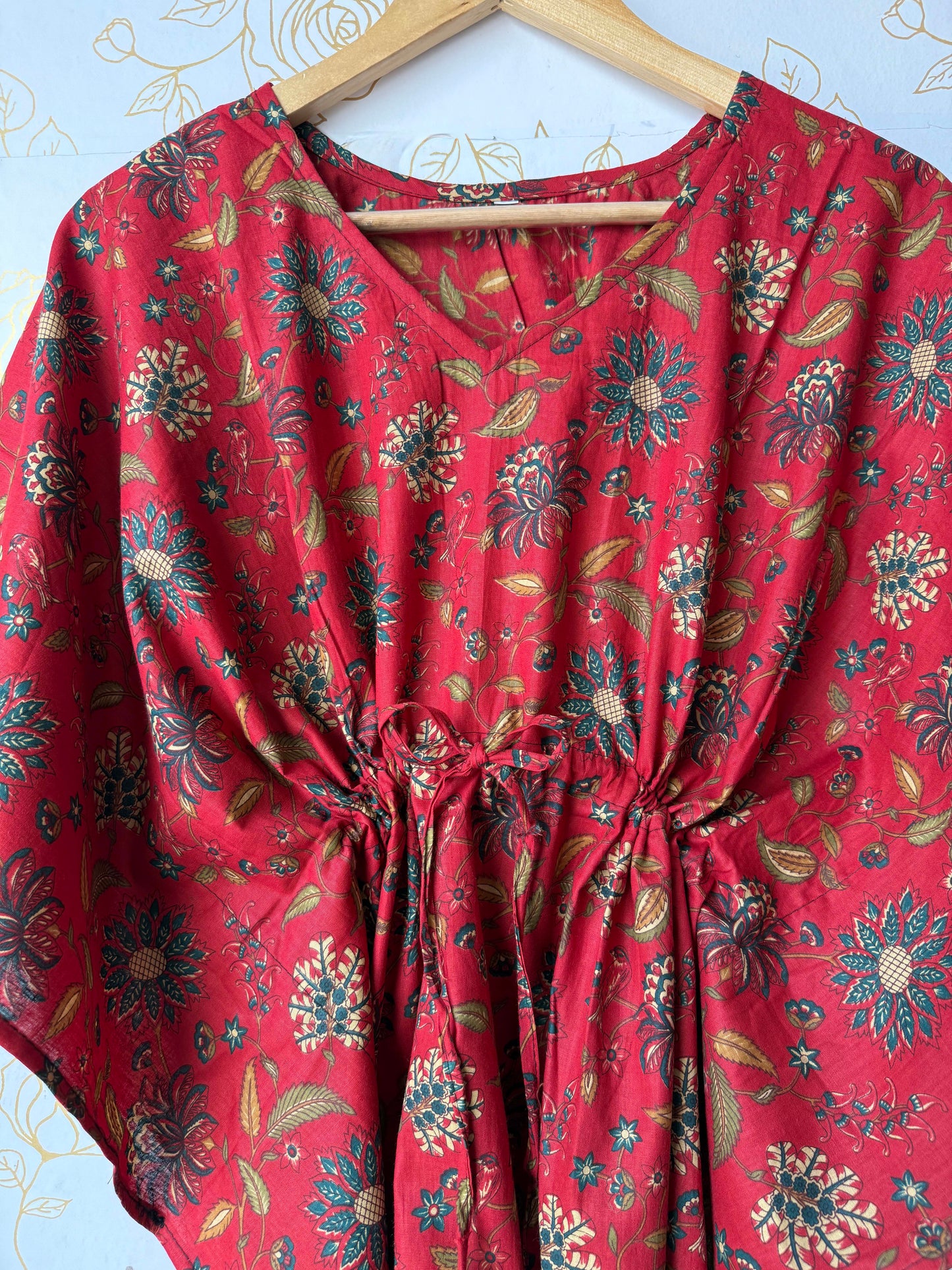 Rust Vine-Floral Tunic Kaftan
