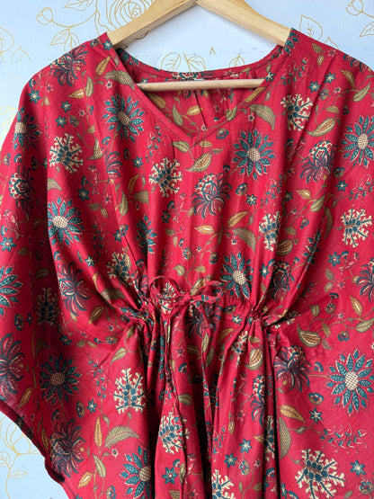 Rust Vine-Floral Tunic Kaftan