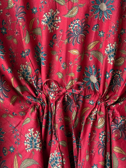 Rust Vine-Floral Tunic Kaftan