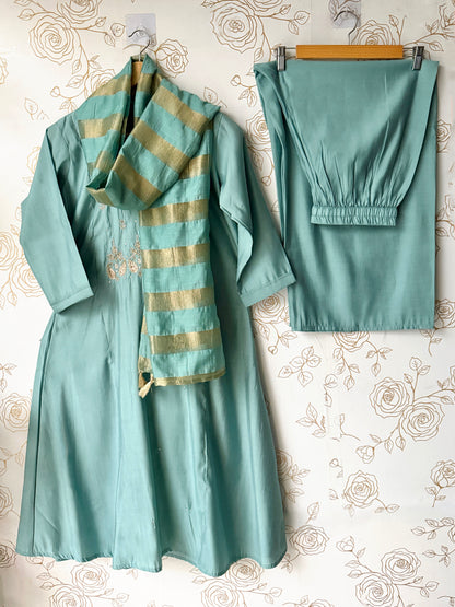 Kiara Sage Silk 3-Piece Co-ord Set
