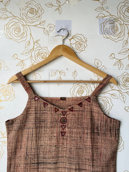 Ajrakh-Border Beige Strappy Kurti