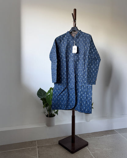 Reversible Quilted Cotton Jacket - Black and Red Block Print