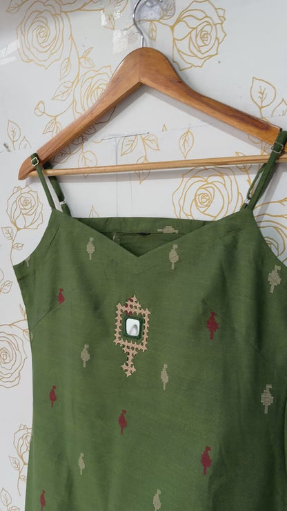 Olive Handloom Silk Co-ord Set