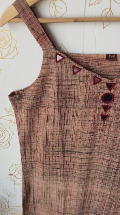 Ajrakh-Border Beige Strappy Kurti